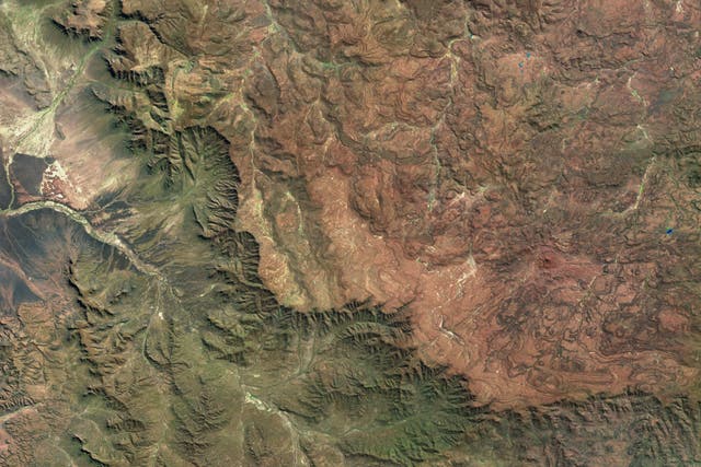 <p>Asatellite image of the Great Escarpment in southern Africa from the Sentinel Hub Earth Observation Browser</p>