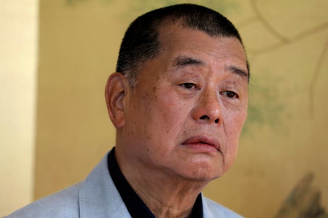 <p>File: Hong Kong media tycoon Jimmy Lai during an interview in Hong Kong </p>