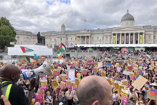 <p>A Stand up to Racism protest in central London on Saturday </p>