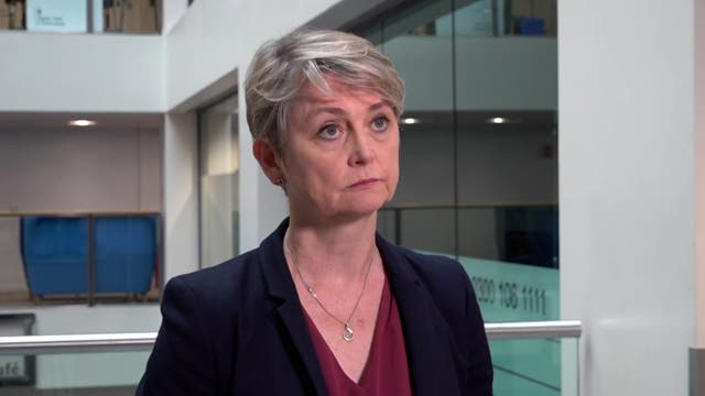 <p>Home Secretary Yvette Cooper speaks to the media at the Home Office in central London following violent disorder in parts of the UK (Elena Giuliano/PA)</p>