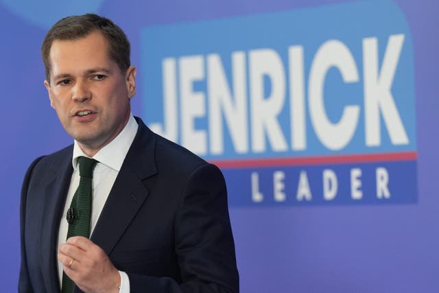 <p>Tory leadership hopeful Robert Jenrick speaking during his Conservative Party leadership campaign launch at the YMCA Community and Activity Village, in Newark, Nottinghamshire (Jacob King/PA)</p>