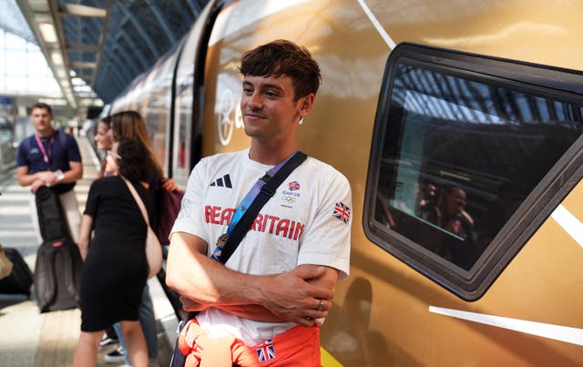 <p>Tom Daley was among those who travelled back to London on Monday (Jordan Pettitt/PA)</p>