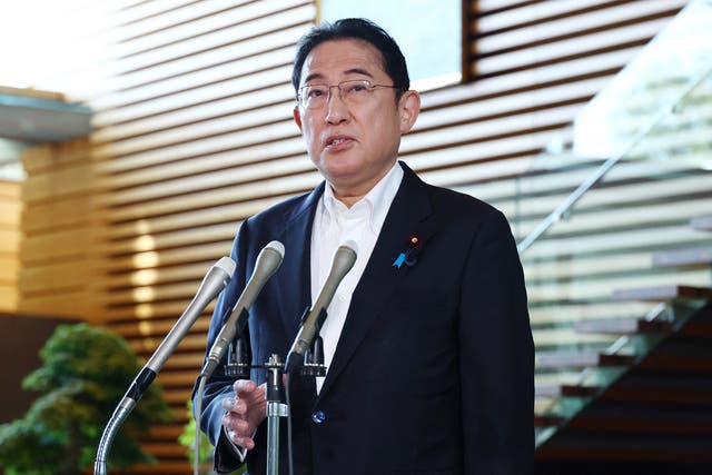 <p>Japan’s prime minister Fumio Kishida answers questions in Tokyo</p>