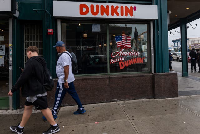 <p>A Dunkin Donuts store in the Coney Island neighborhood of New York City.  Followers of Donald Trump are calling for a boycott of Dunkin’ Donuts after the chief executive of Rumble claimed that the coffee chain refused to advertise on the conservative video platform because its ‘right-wing culture’ </p>