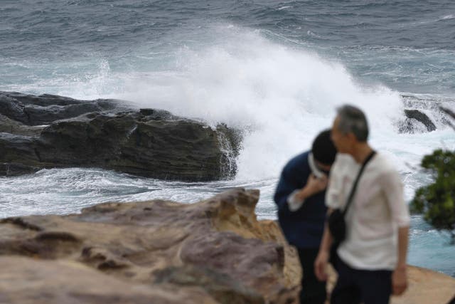 <p>Waves hit the shore in Shirahama, Wakayama prefecture, western Japan on Monday</p>