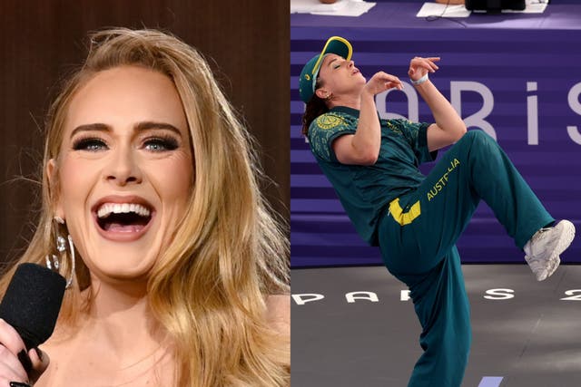 <p>Adele and Australian Olympics breakdancer Raygun</p>