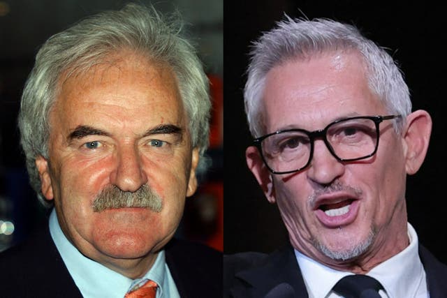 <p>Des Lynam and Gary Lineker</p>