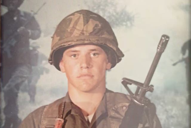 <p>A photo of Tim Walz during his early days in the National Guard</p>