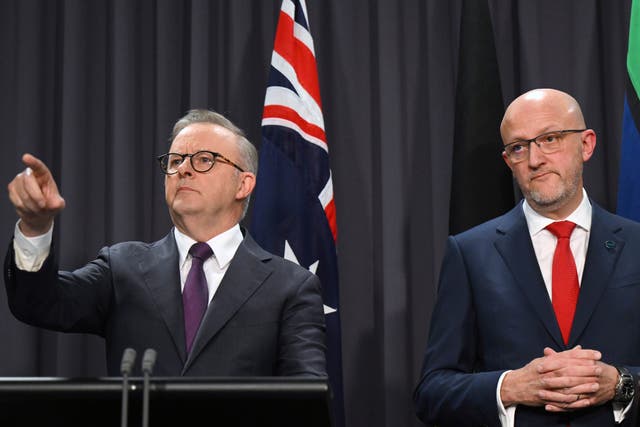 <p>File: Australian prime minister Anthony Albanese and ASIO chief Mike Burgess at a press conference on Monday 5 August </p>