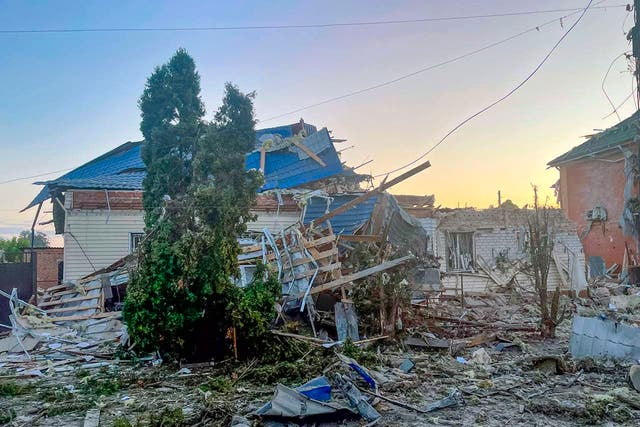 <p>The aftermath of shelling in the Kursk region of Russia </p>