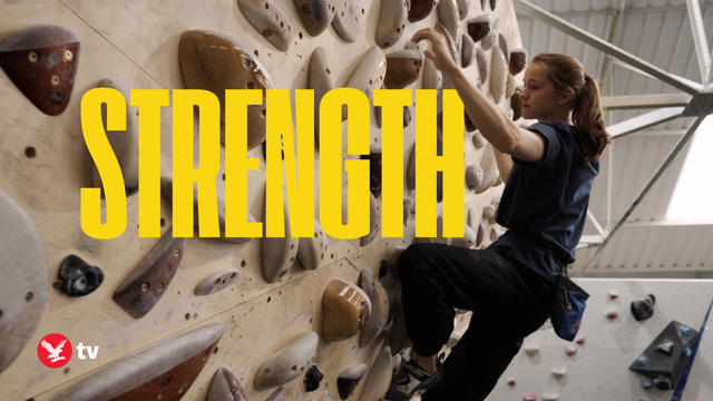 <p>TeamGB’s climbing finalist Erin McNeice scales bouldering wall</p>