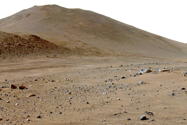 <p>Perseverance rover was traveling in the Neretva Vallis river channel when it captured this view of an area of scientific interest named Bright Angel</p>